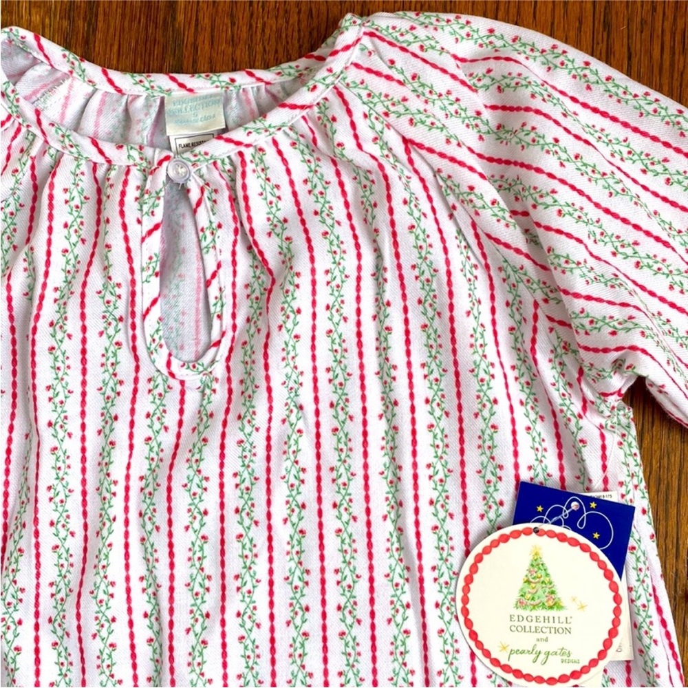 NEW Edgehill Holiday Nightgown| Girls Red & Green Holly Stripe Ruffle Dress SZ 5
